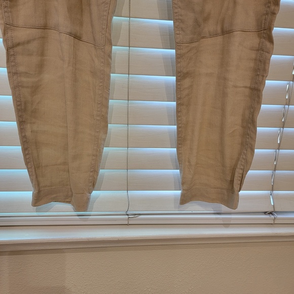 Vince Linen Cargo Pant Size 8 Marzipan Tan Oat Utility Pockets Casual Jogger - Picture 5 of 7
